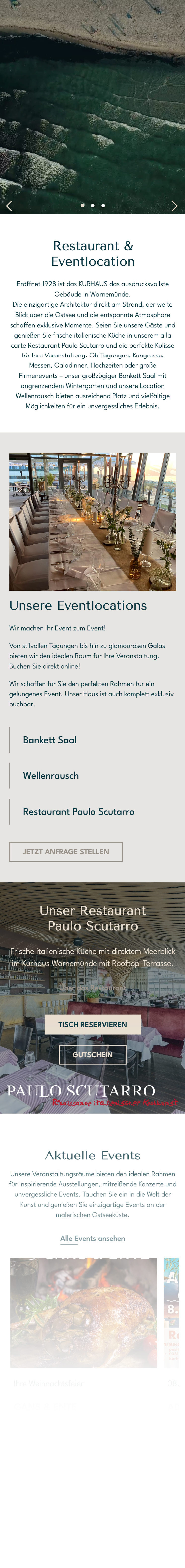 scrollbares Mockup der Website von Kurhaus Warnemünde auf einem IPhone.