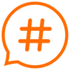 Sprechblase mit Hashtag Icon orange