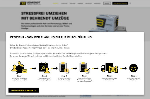 Ausschnitt der Website von Behrendt Umzüge.