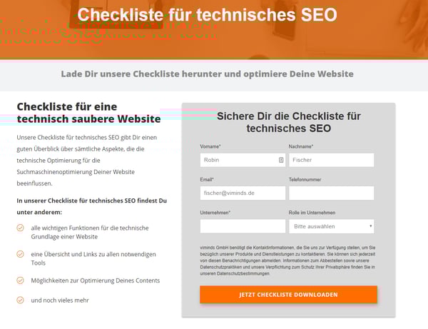 Landingpage TOP-Checkliste