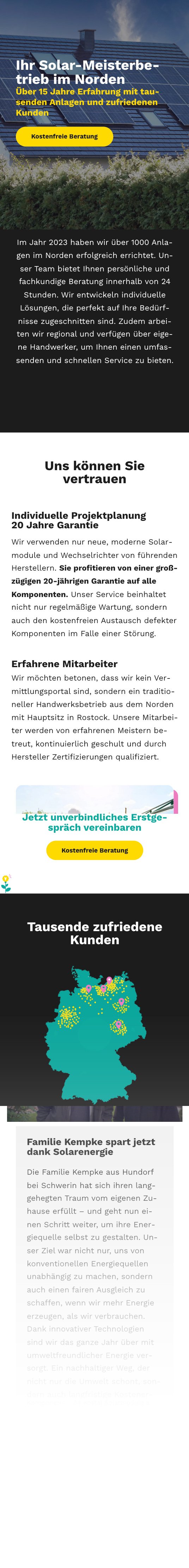 Scrollbares Mockup der neuen Website für fri.energy auf einem Smartphone mit Link zu der Seite