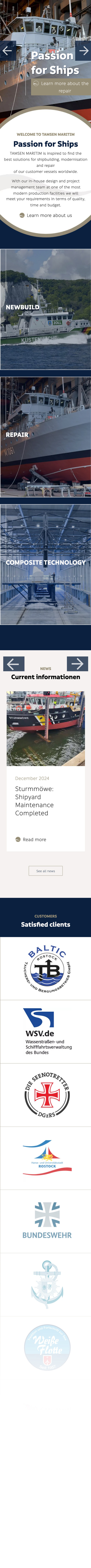 Scrollbares Mockup der neuen Website für Tamsen Maritim auf einem IPhone.