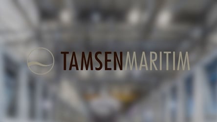 Referenzbild für die neue und moderne Website für Tamsen Maritim. Im Hintergrund eine Werft. Im Vordergrund das Logo von Tamsen Maritim.