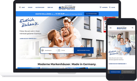 Mockup Website von Scanhaus Marlow auf Laptop und Smartphone