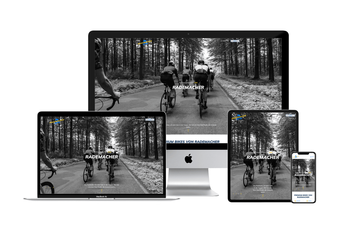 Neue Website von Rademacher auf Laptop, Tablet und Smartphone. Designt und konzipiert von viminds